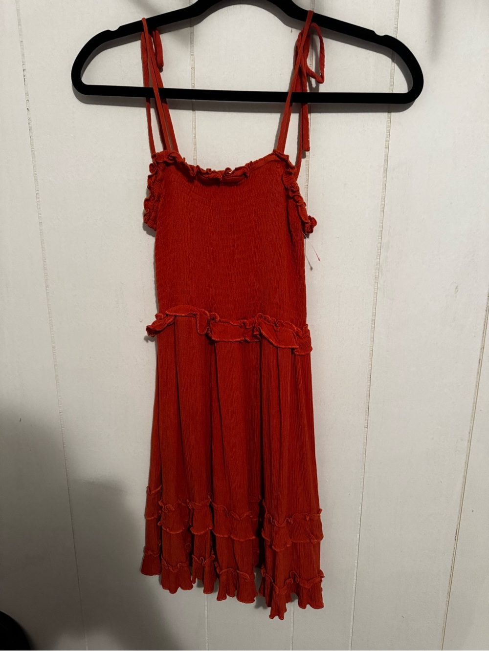 Forever 21 Red Ruffle Tie-Shoulder Mini Dress